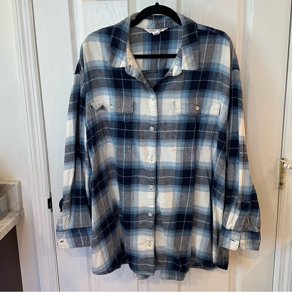 EUC Classic Blue Boyfriend Plaid Shirt